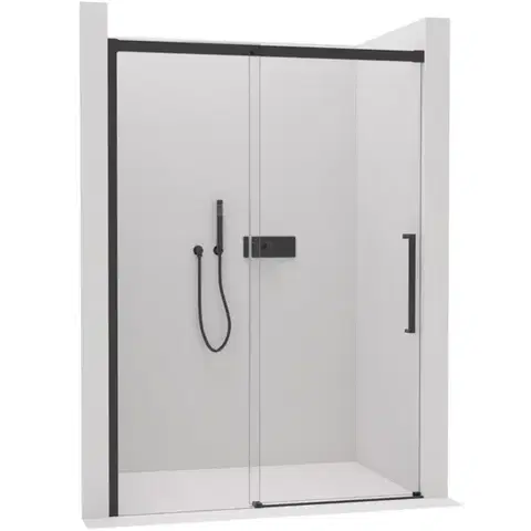 Sprchovacie kúty CERANO - Sprchové posuvné dvere Lantono L/P - 8 mm - Soft-Close - čierna matná, transparentné sklo - 170x195 CER-432061