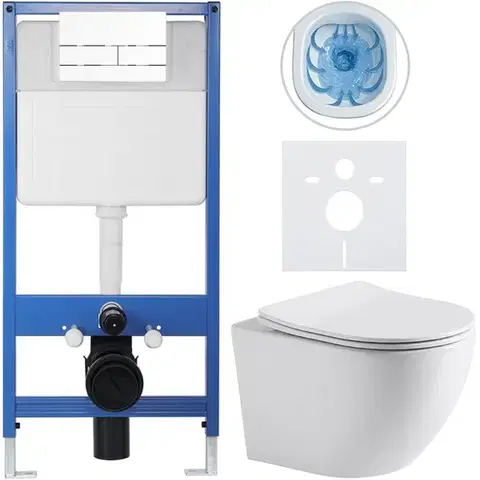 Záchody CERANO - Kompletný WC set Profi/Cesso - biela lesklá - WC tlačidlo Line/Biela - predstenová inštalácia - 49x36 CER-8050BD84239