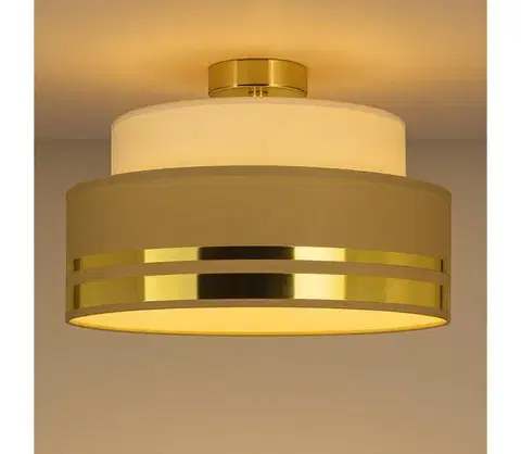 Svietidlá HEXE Stropné svietidlo TAMI 1xE27/60W/230V pr. 40 cm béžová/hnedá/zlatá H0834