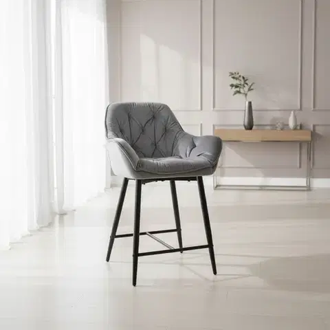 Kuchynské a jedálenské stoličky Signal Barová stolička CHERRY H-2 Velvet | sivá