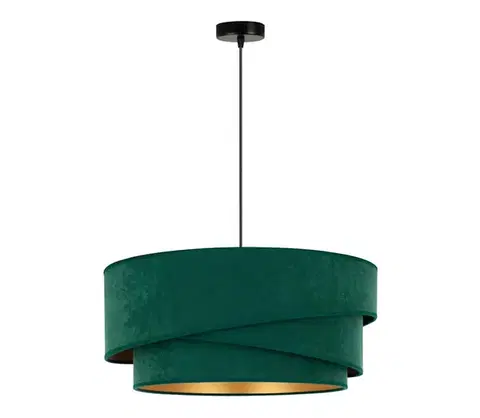 Svietidlá  - Luster na lanku KOBO 1xE27/15W/230V pr. 45 cm zelená/zlatá 600132