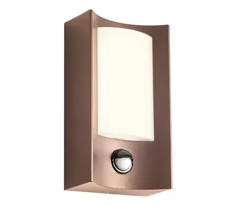 LED osvetlenie Redo 90487 - LED Vonkajšie nástenné svietidlo so senz. WARP LED/8W/230V IP44 hnedá 90487