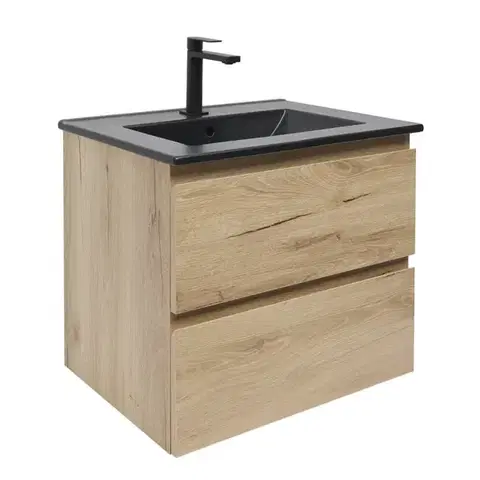 Kúpeľňový nábytok Kúpeľňová skrinka 2 zásuvková s umývadlom SAT B-Way 59x50x45 cm dub mat BWAY260OAKU4B2B BWAY260OAKU4B2B