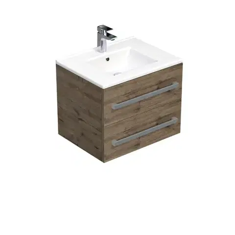 Kúpeľňový nábytok Kúpeľňová skrinka s umývadlom SAT Cube Way 60x53x46 cm dub Wellington mat CUBE46602DWMOD CUBE46602DWMOD