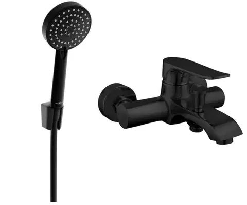 Kúpeľňové batérie MEXEN/S - Pecos R75 vaňová batéria so sprchou set, čierna 7273R75-70