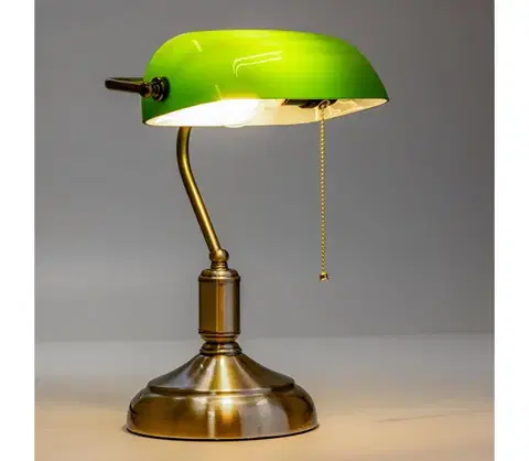 Lampy BRILAGI - Stolná lampa BANK OFFICE 1xE27/60W/230V mosadz/zelená L352-ZE/MOS