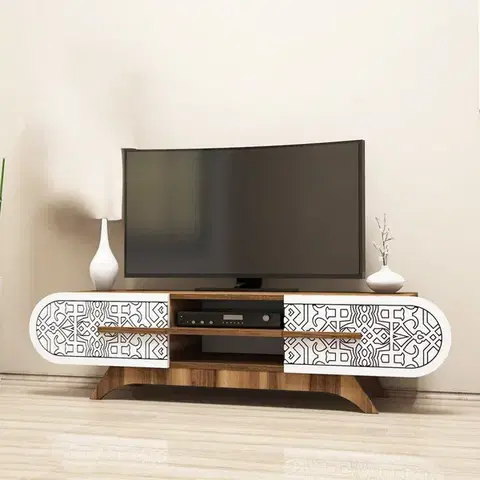TV stolíky TV stolík Defne - Walnut White