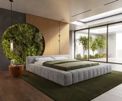 Čalúnené postele DELIFE Čalúnená posteľ Espazio 180x200 cm texturovaná látka mäkký sivá