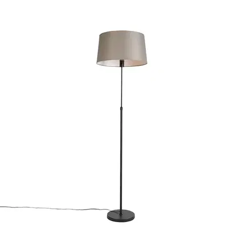 Stojace lampy Stojacia lampa čierna s tienidlom z ľanového plátna taupe 45 cm nastaviteľná - Parte