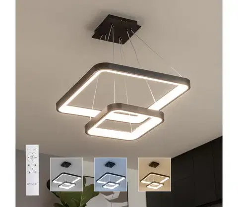 Svietidlá BRILAGI - stmievateľný LED závesný luster na lanku FALCON SLIM LED/78W/230V 50x50 cm čierna + diaľkové ovládanie BRDX1331-2/CR