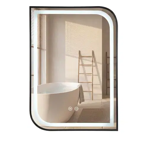 Kúpeľňové zrkadlá REA - Zrkadlo LED ZONE 80X60 BLACK HOM-00208