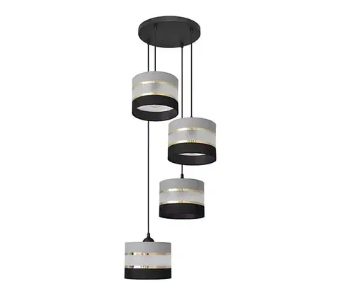 Svietidlá  Luster na lanku HELEN 4xE27/15W/230V čierna/šedá/zlatá W-KD 0801/4 BK-B +GR+GO+MAT+BK