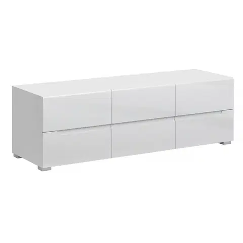 TV stolíky KONDELA Jolk 6S/140 tv stolík biela / biely lesk