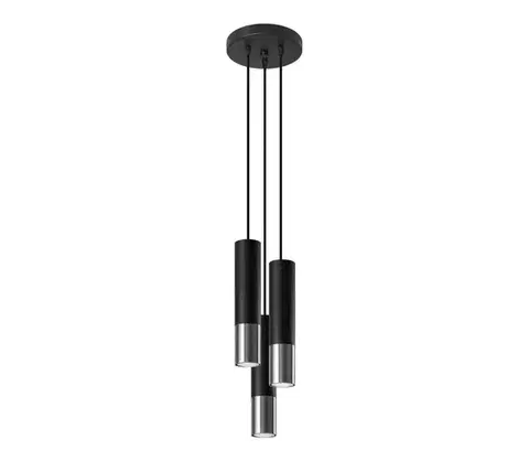 Svietidlá  SL.0943 - Luster na lanku LOOPEZ 3xGU10/10W/230V guľatý čierna/chróm SL.0943