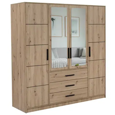 Šatníkové skrine Skriňa Kos D4 dub artisan/zrkadlo