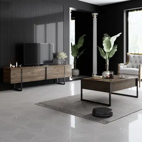 Obývacie steny LUXURY obývacia zostava, orech/čierna