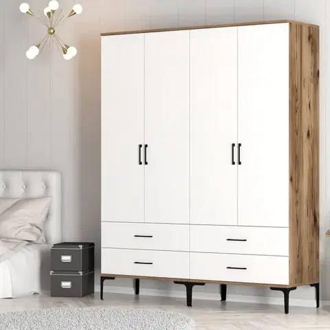 Šatňové skrine Šatníková skriňa Kumsal TT - Walnut, White