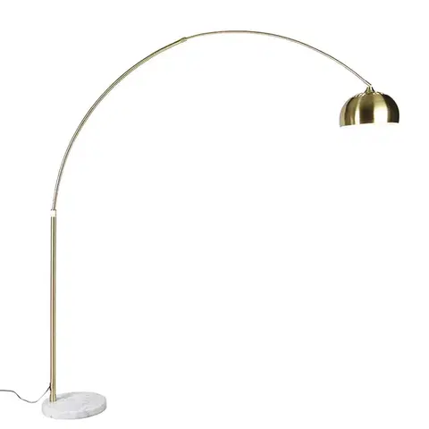 Oblúkové lampy Mosadzná oblúková lampa s nastaviteľnou podstavou z bieleho mramoru - XXL