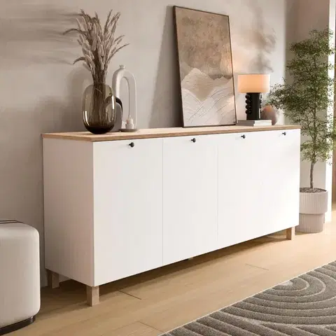 Komody a skrinky SMART široká šuplíková komoda 4S, biela