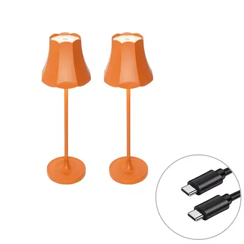 Lampy Sada 2 retro stolových lamp oranžových nabíjateľných IP44 - Granny