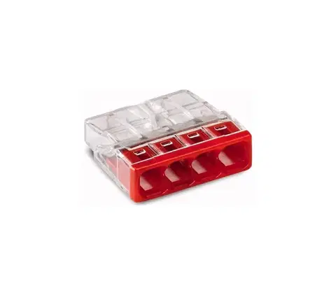 Predlžovacie káble WAGO 2273-204 - Spojovacia krabicová svorka COMPACT 4x2,5 450V červená 2273-204