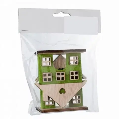 Ostatné vianočné dekorácie Kinekus Dekorácia domček 9x4x9,5cm sada 2ks flis zelený