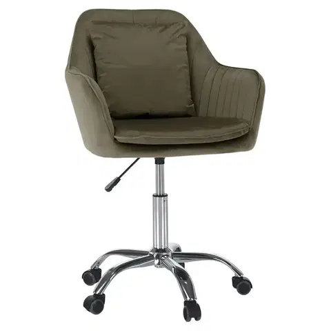 Kancelárske stoličky KONDELA Klian kancelárske kreslo sivohnedá taupe (Velvet) / chróm