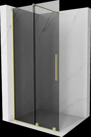 Sprchové dvere MEXEN/S - Velar Sprchová zástena posuvná Walk-in 90 x 200, grafit 8 mm, zlato kefovaná 871-090-000-43-55