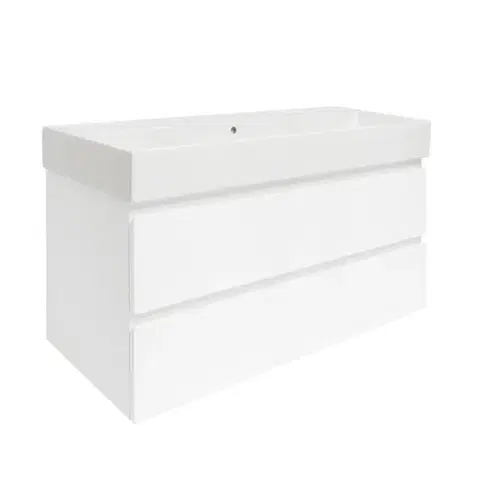 Kúpeľňový nábytok Kúpeľňová skrinka s umývadlom SAT B-Way 99x50x45 cm biela lesklá BWAY2100WU2BI BWAY2100WU2BI