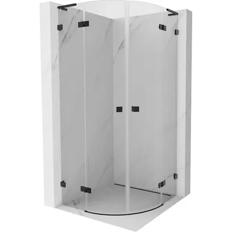 Sprchovacie kúty MEXEN/S - Lunar L sprchový kút štvrťkruh krídlový 100 x 100, transparent, čierna 833L-100L-100P-70-00