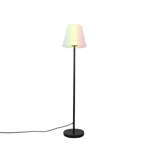 Vonkajšie stojanové svietidlá Inteligentná stojaca lampa čierna s bielym tienidlom 35 cm IP65 vrátane WiFi A60 - Virginia