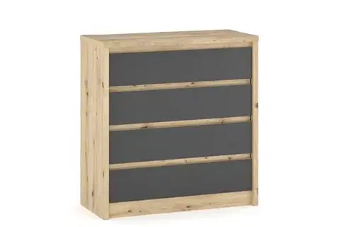 Komody a skrinky DOMICA 4-šuplíková komoda, artisan/sivá