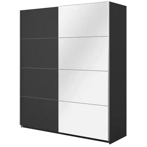 Šatníkové skrine Skriňa 200cm Beta 57  Čierna/Zrkadla