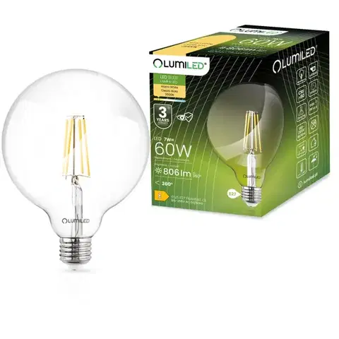 Žiarovky E27 Žiarovka LED filament CL G125 7W E27 806LM 300