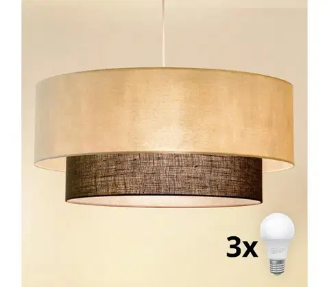 Svietidlá BRILAGI - LED luster na lane BOHO STYLE 3xE27/15W/230V pr. 60 cm krémová/hnedá 8590828027980