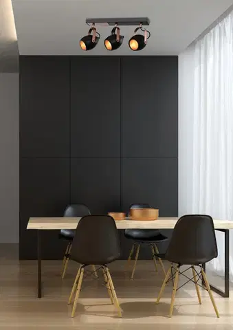Bodové svetlá Čierno-medená nastaviteľná bodová lampa E14 3x40W Anica