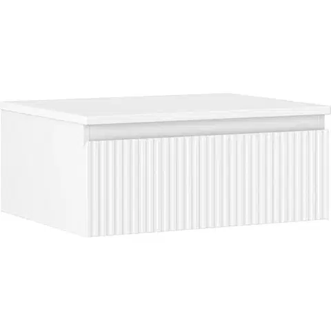 Kúpeľňový nábytok MEXEN/S - Rivel kúpeľňová skrinka pod umývadlo 60 cm s doskou, 1 šuplík, reliéf, biela mat 91A20-06023-1-BFC01