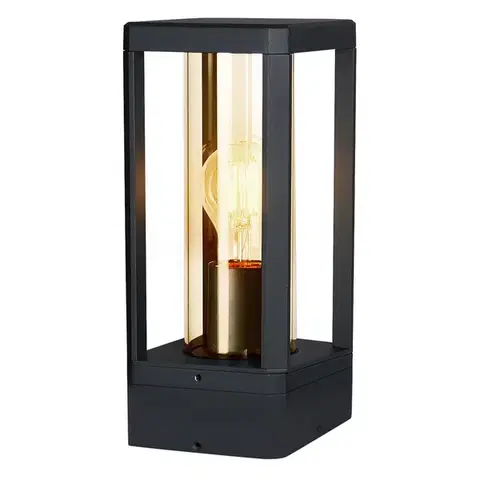 Stojacie lampy Záhradná lampa CISSUS – čierna kovová stojaca lampa E27 IP54 – moderné vonkajšie osvetlenie