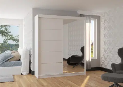 Šatníkové skrine ArtAdrk Šatníková skriňa CARO | biela 180 cm