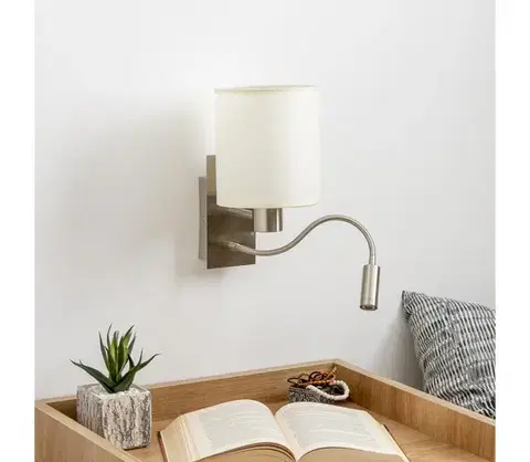 Svietidlá BRILAGI -LED Flexibilná nástenná lampa NUBILA 1xE27/25W/230V+LED/3W matný chróm/krémová BRI117