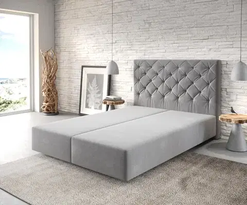 Rámy postelí DELIFE Boxspring posteľ Dream-Great 140x200 cm mikrovlákno sivá