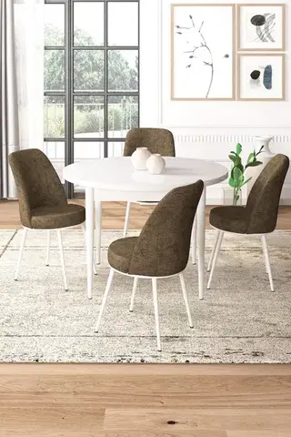 Jedálenské sety Dining Table & Chairs Set (5 Pieces) Tor - White, Brown