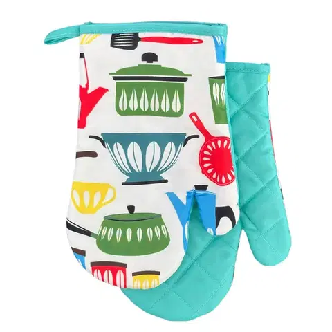 Chňapky MAKRO - Chňapka s magnetom Kitchen II. 2ks, tyrkysová hrnce