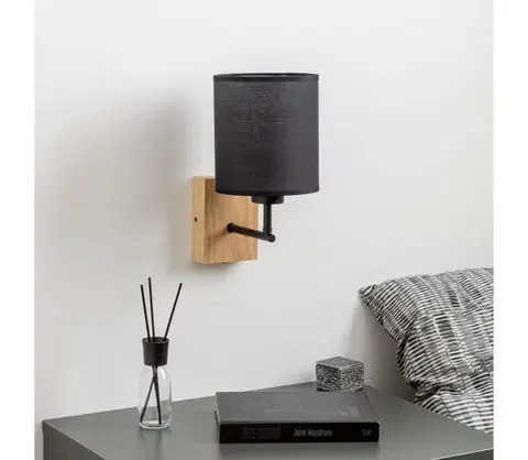 Svietidlá BRILAGI - Nástenná lampa NUBILA WOOD 1xE27/25W/230V dub/čierna BG1561+BG1581