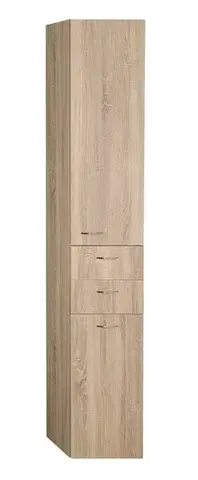 Kúpeľňový nábytok AQUALINE - ZOJA/KERAMIA FRESH skrinka vysoká s košom 35x184x29cm, ľavá, dub platin 51232