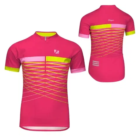 Cyklistické dresy Detský cyklo dres Etape Lucky ružová/limeta - 128/134