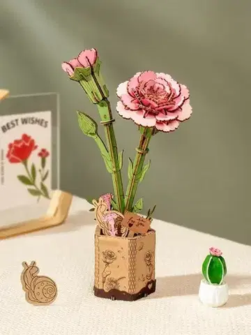 3D puzzle 3D Creative Drevené 3D puzzle Ružový karafiát