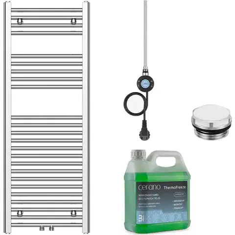 Doplnky do kúpeľne CERANO - Kúpeľňový elektrický radiátorový set Benito - WIFI - 300W - chróm - 1200x450 mm CER-317984