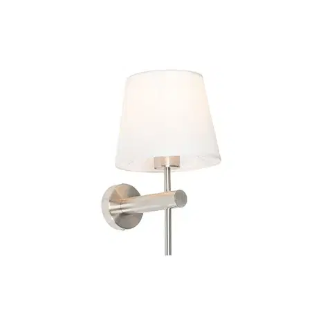 Nástenné osvetlenie Moderná nástenná lampa biela s oceľou - Pluk
