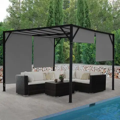 Záhradné pergoly Pergola so sťahovacou strechou 3x3 m Dekorhome